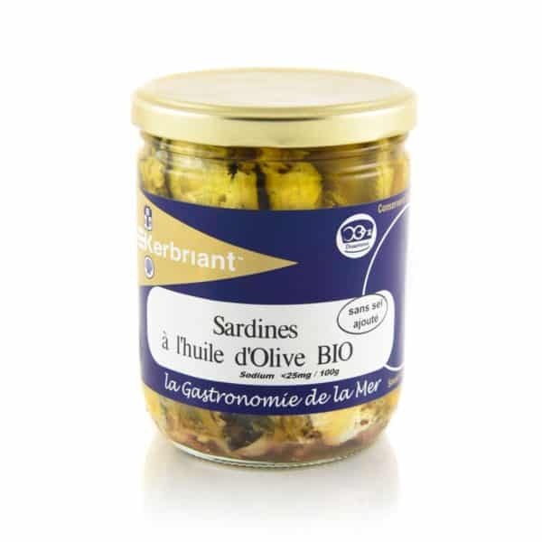 Sardines à l’huile d’olive bio sans sel ajouté